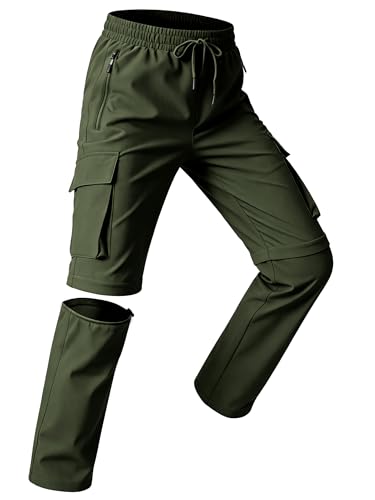 Kids Hiking Convertible Zip Off Pants Quick Dry Outdoor Nylon Pants Waterproof Stretchy with Zip Pockets 4-16Y - color: Green, size: X-Small
