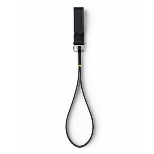 Genuine Leather Cane Wrist Strap – Adjustable Hook-and-Loop Attachment, Fits Most Standard Walking Canes. - color: Black