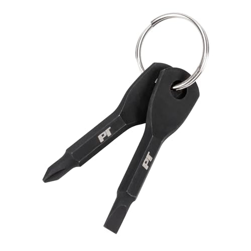 Performance Tool 20234 2-Piece Screwdriver Keychain Set | Includes black powder-coated steel Phillips and slotted keys. Pocket-sized mini screwdriver tools on a keyring