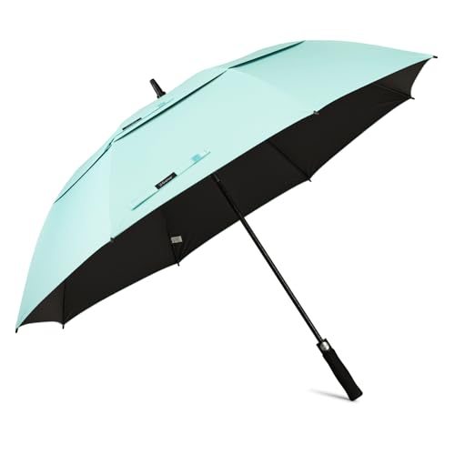 G4Free 47/54/62/68 Inch UV Protection Golf Umbrella Oversized Sun Umbrella | UPF 50+, Auto Open, Vented Double Canopy, Extra Large Coverage, Heavy Duty, Windproof Stick Umbrella - color: Seafoam Blue/Black, size: 68 inch
