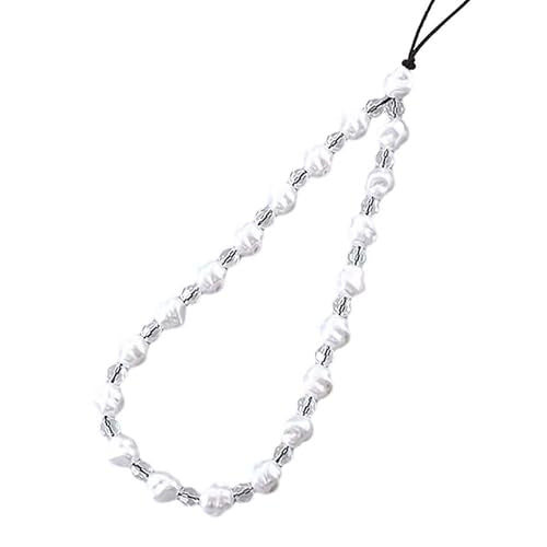 Beaded Phone Lanyard Wrist Strap Phone Charms Fixed Beads Pearl Chain - color: PC-cpzz-3