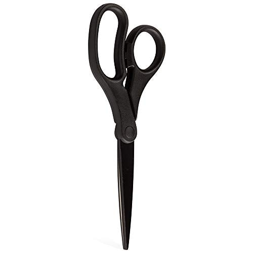 JAM PAPER Multi-Purpose Precision Scissors - 8 Inch - Black - Ergonomic Handle & Stainless Steel Blades - Sold Individually - color: Black, size: Standard (8 Inch)