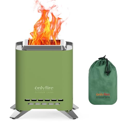 2-in-1 Wood Burning Fire Pit with Pot Rack, 7.8" Tabletop Fireplace, Green - color: Green, size: 7.8"