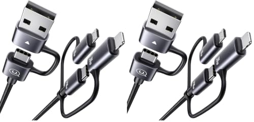 240W Multi Charging Cable, 4ft 6-in-1 USB C Cable Fast Charging Cords with USB-C/A Ports to IP/Type C/Micro Connectors for Pad/Cell Phones/Tablets/Laptop (Pack of 2) - size: 4ft (Pack of 2)