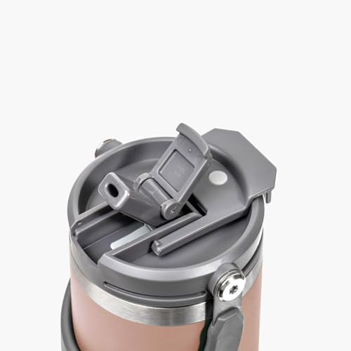 TYESO Tumbler with Handle,Tumbler with Straw, Vacuum Insulated Water Bottle,Double Wall Stainless Steel Coffee Cup Travel Mug Leak Proof Flip (Pink, 30 oz)