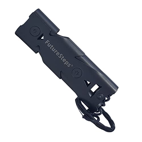 FUTURESTEPS Emergency Whistle | EDC Whistle | Very Loud Survival Whistle | Low Air Flow Needed | 105 Decibels with Less Effort | One Piece | Charcoal Gray Titanium