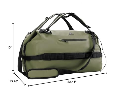 Haimont IPX7 Waterproof Roll-Top Dry Duffel Backpack | 60L/90L Sizes, 500D Tarpaulin, Welded Seams, Mesh Pockets, Boating & Kayaking - color: Army Green, size: 60L