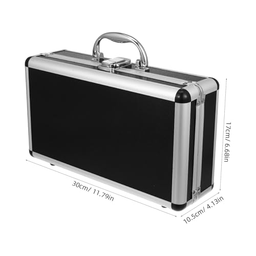 ERINGOGO Aluminum Attache Case - 12inch Lock Metal Briefcase with Ripple Foam, Hard Aluminum Carrying Case for Men, Universal Portable Tool Case for Laptop/Luggage/Instrument Black