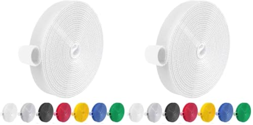 IFNOW Hook and Loop Tape 32FT Reusable Fastening Tape Cable Ties Double-Sided Hook-and-Loop Cable Management Tie (White, 0.8IN) (Pack of 2) - color: White, size: 0.8"/32FT,1PCS (Pack of 2)