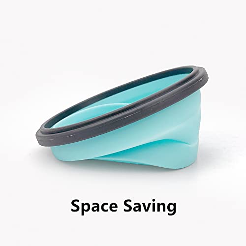 CCyanzi 3piece Round Collapsible Bowl with Lids, Silicone Food Storage Containers, Microwave & Freezer Safe, Space Saving for Kitchen Cabinet and Camping Backpack,(Blue Gray) - color: blue with gray