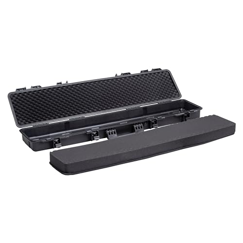 MEIJIA Portable Waterproof All Weather Hard Rifle Case,Soft Handle Grip,Customizable Fit Foam Inserted,without wheels,Black - size: 50INCH