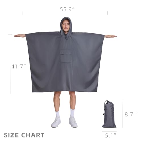 Multi functional cape hooded raincoat suitable for outdoor camping and hiking, suitable for both men and women - color: Grey