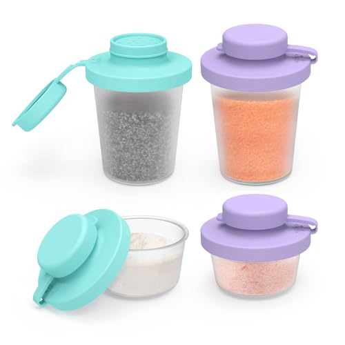SOPHICO 1.5 & 3.2oz Salt and Pepper Shaker,With Moisture Proof silicone lid | Moisture Proof Sinlicone Lids, Spice Shaker to go for Camping Travel Picnic Lunch Boxes - color: purple & blue, Small & Medium