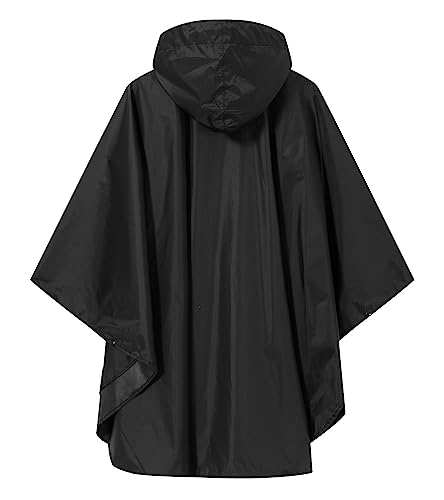SaphiRose Lightweight Kids Rain Poncho Waterproof Jacket Zipper Up Rain Coat - color: Black, size: 9-13 Years