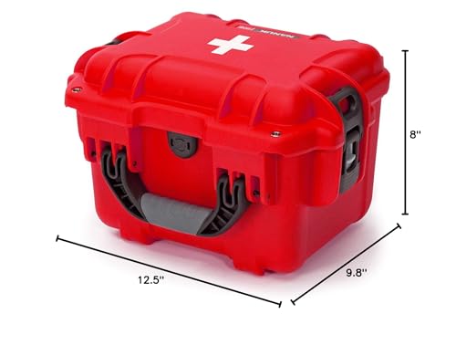NANUK 908 Waterproof First Aid Box Empty – Durable, Medical First Aid Organizer Case, IP67-Rated, Dustproof, Impact-Resistant, and Floats (9.5" x 7.5" x 7.5") – Red - size: 908 - Empty