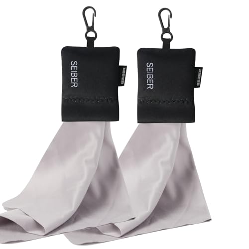 SEIBER Microfiber Lens Cleaning Cloth Screen Cleaner, Black, 2PCS | with Neoprene Pouch, For Glasses, Laptops, Cameras, Self-Closing Bottom,Ultra-Soft, Scratch-Free - color: Black