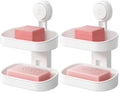 TAILI Double Layer Soap Dish Suction Cup Soap Holder, Strong Sponge Holder for Shower, Bathroom, Tub and Kitchen Sink, Drill-Free, Removable (Pack of 2) - color: White, size: 5.8" * 3.7" 2 Tier (Pack of 2)