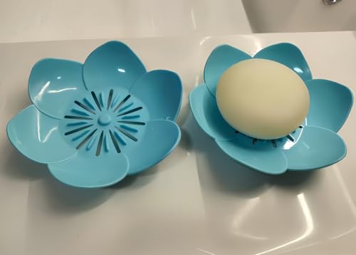 Soap Dish Holder for Showerl Self Draining Bar for Shower Bathroom Bathtub - color: Blue+blue