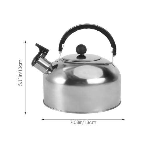 PRETYZOOM Stainless Steel Tea Kettle for Stove Top and Induction 2L Whistling Water Kettle with Flat Bottom Ergonomic Handle Fast Heating for Home Camping Brewing