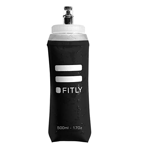 FITLY Soft Flask - Shrink As You Drink Soft Water Bottle for Hydration Pack - Folding Water Bottle Ideal for Running, Hiking, Cycling, Climbing & Rigorous Activity
