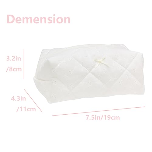 Cozy Makeup Bag for Women,Zipper Cosmetic Pouch,Embroidery White,2 Pack - color: Embroidery White