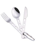Camp Flatware Sets- Stainless Steel Spoon Fork Knife - Matching Matching Quick Hook - Ultralight Utensils for Backpacking/Hiking/Camping - 3.5oz