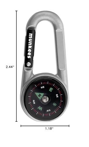 Ace Camp Carabiner with Compass and Thermometer | Pocket-Sized Clip-On Outdoor Accessory for Camping, Hiking & Backpacking