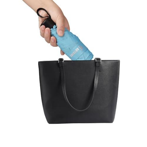 GAOYAING Compact Travel Umbrella with Case Sun&Rain Lightweight Small and Compact Suit for Pocket 34 Inches - color: Sky Blue, size: 34 Inches