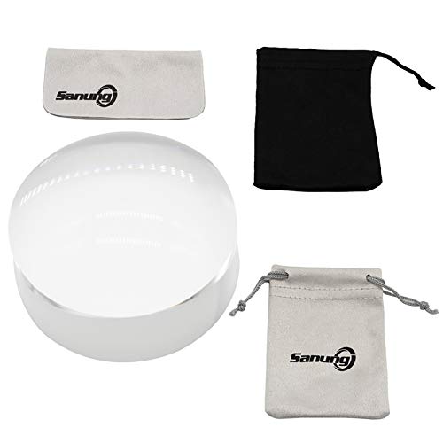 Sanung 8X Dome Magnifying Glass High Definition Round High Transparent Acrylic Optical Magnifier Reading Aid Paperweight Half Ball Lens Magnifier for Reading Books Map Newspapers - size: Compact