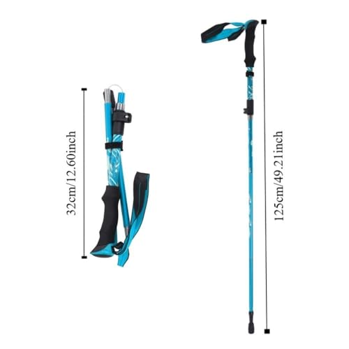 Adjustable Collapsible Trekking Pole – Lightweight Aluminum Alloy Hiking Walking Stick with Quick Lock for Adults & Seniors, Foldable - color: Blue