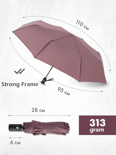 Windproof Travel Umbrella - Compact, Light, Full Automatic Open/Close - Folding Backpack Umbrella for Rain & Sun UV Preotection For Men & Women, Unbreakable 8 Fiberglass Ribs UK Design - color: Pecan