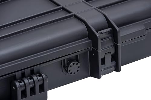 MEIJIA Portable Waterproof All Weather Hard Rifle Case,Soft Handle Grip,Customizable Fit Foam Inserted,without wheels,Black - size: 53INCH
