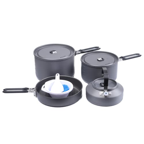 Fire-Maple Feast Outdoor Camping Cookware, Pot and Pan Set Stackable Kit - color: Feast4-black