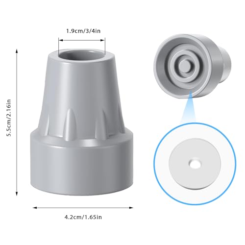 4 Pack Replacement Rubber Cane Tips 3/4 Inch Heavy Duty Rubber Crutch Tips Non Slip Walker Tips for Walkers Commodes Shower Chairs Canes Leg (Gray) - color: Gray