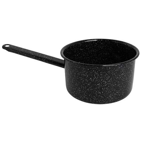MIRRO 1.25 Qt Enamel Saucepan for Sauces, Black | Compact Size for Efficient Cooking, Smooth Glass Enamel Coating, Comfortable Extended Handle, Versatile for Sauces, Gravies - size: 1.3 Quarts
