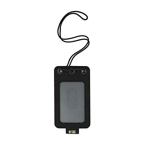 M-Tac Tactical Hanging ID Card and Patch Holder with Hook and Loop Surface and Draw Cord (Black) - color: Black, size: transparent panel