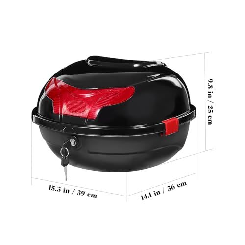 ULTECHNOVO Motorcycle Trunk 30 Liter Motorcycle Storage Top Box Hard Shell Rear Case with Reflective Strip Universal Mount Storage Box for Scooter Touring Bikes Daily Commutes 15.35 X 14.17 X 9.84 in