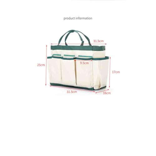 Gardening Tote Bag Garden Tool Bag with 9 Pockets Oxford Bag Storage Organizer Tote Bag for Outdoor Garden Lawn Yard-White - color: White