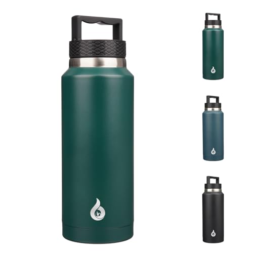 BJPKPK 36oz Insulated Water Bottle Stainless Steel Water Bottle with Handle - color: Army Green, style: 36oz