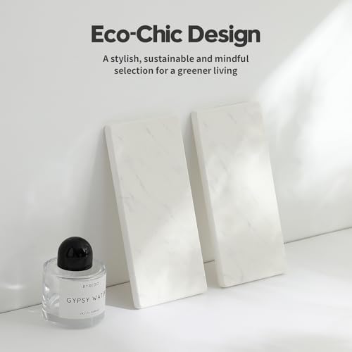 2PCS Diatomite Marble Stone Drying Mat for Kitchen Counter, Water Absorbing Soap Tray Stone Faucet Mat for Bathroom, Quick Dry Splash Guard Sink Protector, Vanity Dish Dispenser Sponge Holder, 8"x3.8" - color: 2 Pack - Marble Pattern - 8"x 3.8"