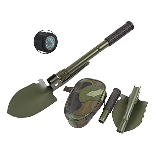 Military Small Folding Camping Shovel, Mini Compact Pickaxe with Carrying Pouch for Gardening, Off Road, Hunting, Car Emergency, Remove Ice (Military Green) - color: Military Green