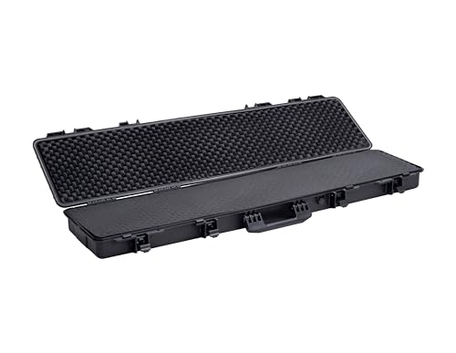 MEIJIA Portable Waterproof All Weather Hard Rifle Case,Soft Handle Grip,Customizable Fit Foam Inserted,without wheels,Black - size: 53INCH