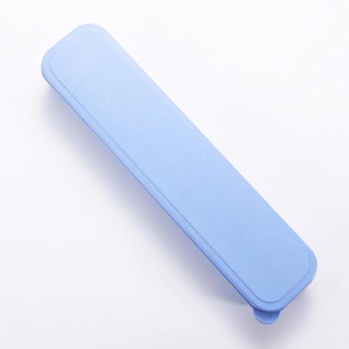 1Pcs Simple Utensil Holder with Lid, Reusable Utensils Wheat Straw Travel Cutlery Box，Portable Flatware Box Travel Tableware Storage Case, Simple Tableware Storage Boxs Case for Cutlery Kit (Blue) - color: Blue