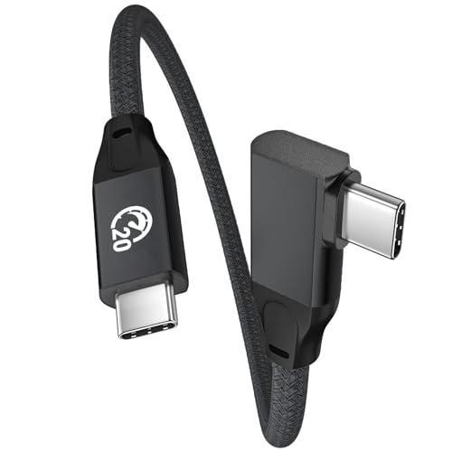 Short USB C 90 Degree Cable 0.5ft, 6 inch USBC to USBC 3.2 Gen2 Cable | 20Gbps 4K Video 100W Charging, Right Angle Type C Charger Cord for iPhone 17 16 Pro Max iPad MacBook Galaxy S26 Ultra - color: Black, size: 0.5FT