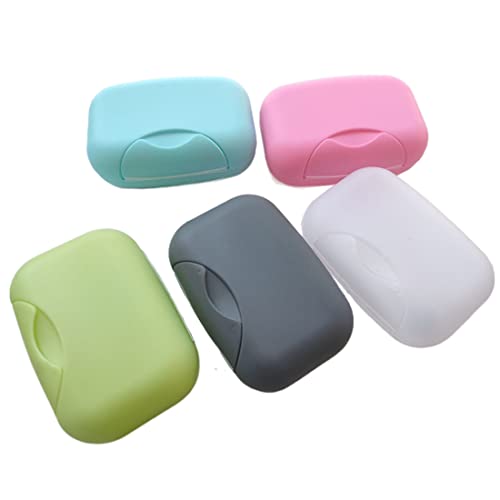 Plastic Soap Case Holder Container, 5 Pack Portable Travel Soap Box Dish Organizer for Bathroom Home Outdoor Hiking Camping