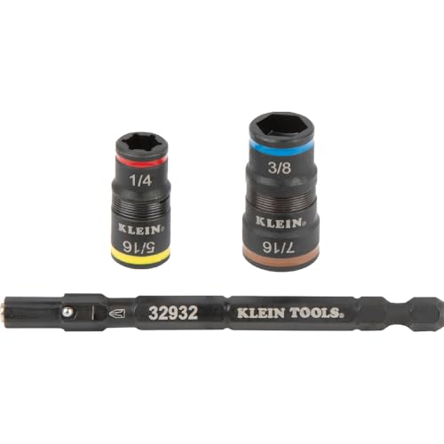 Klein Tools 85515HD 3-Piece Tool Set, Mini-Ratchet, 12-in-1 Impact Stubby Multi-Bit Driver and 5-in-1 SAE Impact Socket Set, Tools for Tight Spaces - style: Impact-Rated Kit