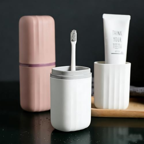 2pcs Toothbrush Travel Case, Travel Toothbrush Cup Case Toothbrush Holder Toothpaste Storage Box Multifunctional Large Capacity for Traveling, Camping, Trip
