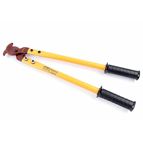 Cable Cutter,Knoweasy LK-250 Wire Rope Cutter and Heavy Duty Wire Cutter with Long Labor Saving Arms for Copper Aluminum Wire up to 250mm² - size: LK250