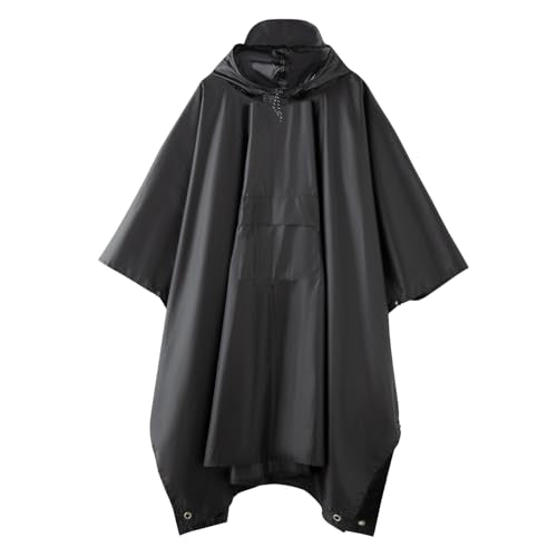 Multi functional cape hooded raincoat suitable for outdoor camping and hiking, suitable for both men and women - color: Black