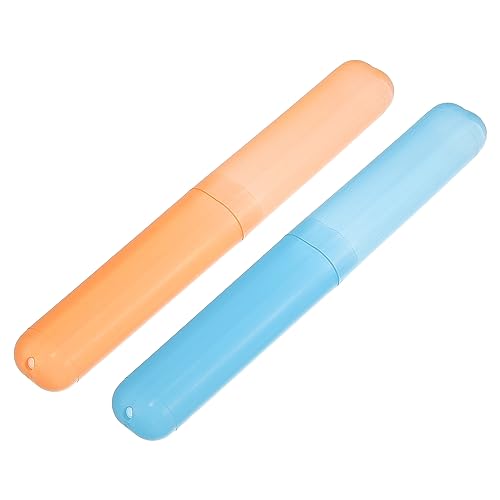 VOCOSTE 2Pcs Travel Toothbrush Case, Blue&Orange - color: Blue, Orange